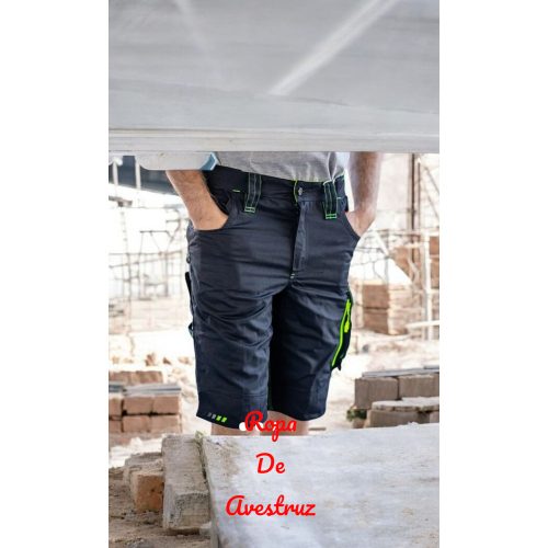 Pantalón corto Engelbert Strauss Motion 2020 - negro-limón-naranja