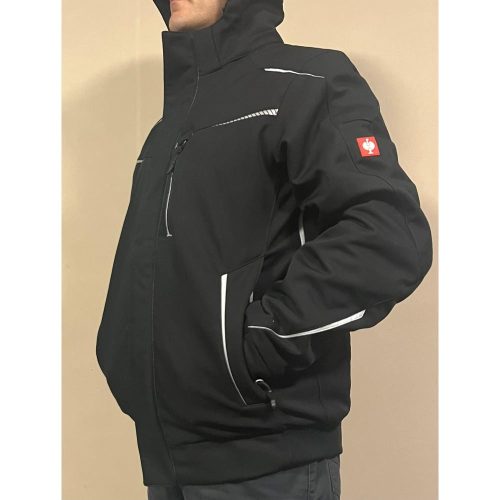 Abrigo de invierno con capucha Engelbert Strauss negro platino