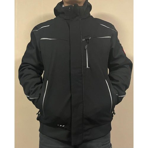 Abrigo de invierno con capucha Engelbert Strauss negro platino