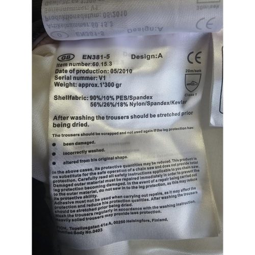 Peto de protección contra cortes forestales, KWF  28/56 talla